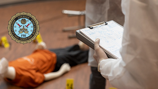 FBI LEEDA logo and crime scene demonstration lockup