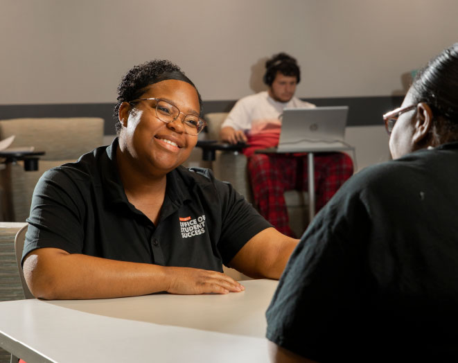 Student meeting with a student success advisor