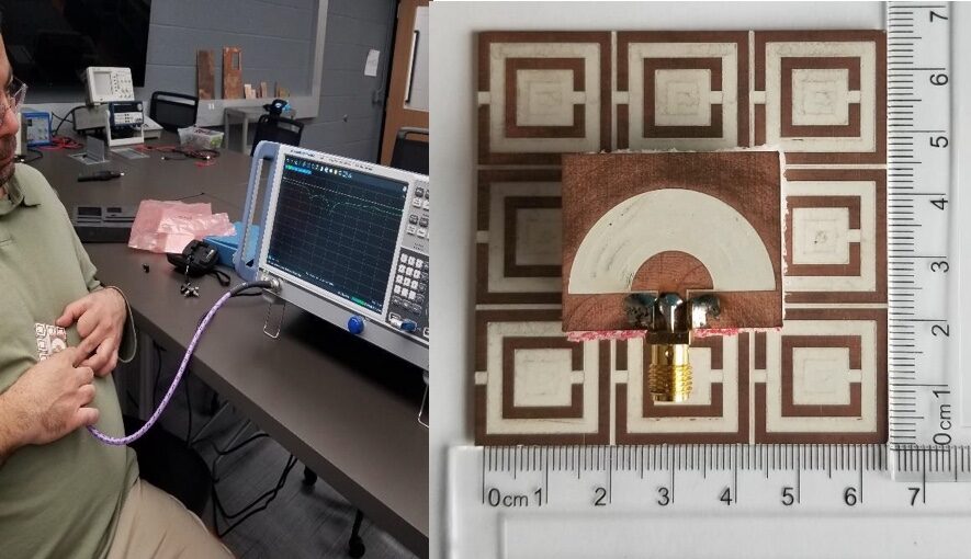 Dr. Said Abushamleh testing an antenna prototype