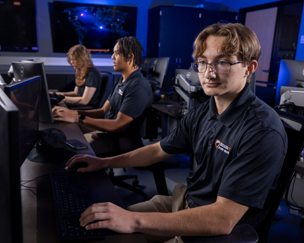 Cybersecurity students in the cybersecurity center