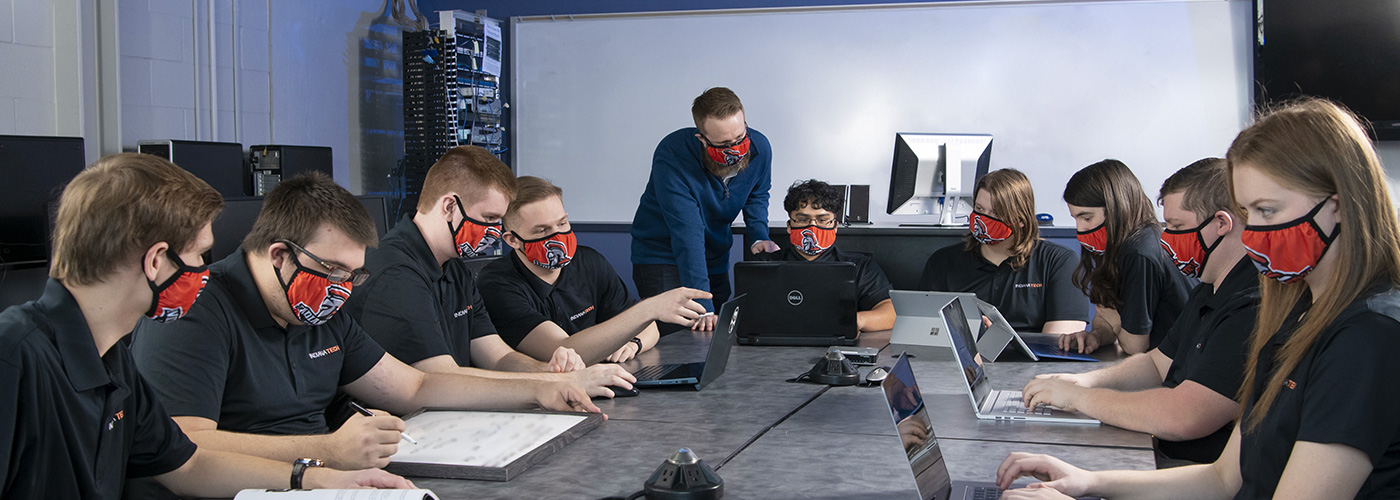 Cyber Warriors practicing in the Cyber Security lab