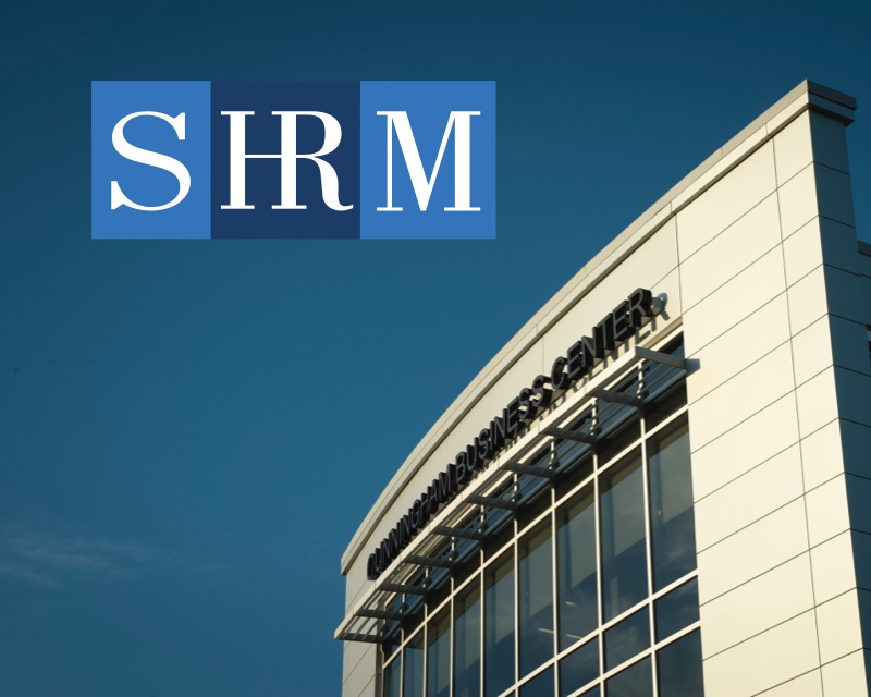 SHRM Logo over the Cunningham Business Center